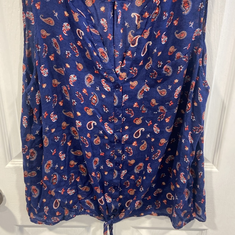 Lucky Brand Americana Paisley Sleeveless Top Size XL - Picture 2 of 3